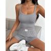 Ekouaer Lounge Sets for Women 2 Piece Sleeveless Pajamas Sets Knit Casual Summer Cami Tank Tops and Shorts(Light Gray)