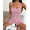 Ekouaer Lounge Sets for Women 2 Piece Sleeveless Pajamas Sets Knit Casual Summer Cami Tank Tops and Shorts(Pink)