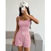 Ekouaer Lounge Sets for Women 2 Piece Sleeveless Pajamas Sets Knit Casual Summer Cami Tank Tops and Shorts(Pink)