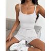 Ekouaer Lounge Sets for Women 2 Piece Sleeveless Pajamas Sets Knit Casual Summer Cami Tank Tops and Shorts(White)