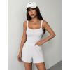 Ekouaer Lounge Sets for Women 2 Piece Sleeveless Pajamas Sets Knit Casual Summer Cami Tank Tops and Shorts(White)