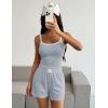 Ekouaer Lounge Sets for Women 2 Piece Sleeveless Pajamas Sets Knit Casual Summer Cami Tank Tops and Shorts(White Blue)