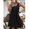 Ekouaer Nightgown for Women Tank Night Gown Sleeveless Sleep Shirt Button Night Shirt with Pockets Soft Sleep Dress(A_black)