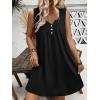Ekouaer Nightgown for Women Tank Night Gown Sleeveless Sleep Shirt Button Night Shirt with Pockets Soft Sleep Dress(A_black)
