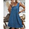 Ekouaer Nightgown for Women Tank Night Gown Sleeveless Sleep Shirt Button Night Shirt with Pockets Soft Sleep Dress(Dog Footprints Blue)