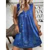 Ekouaer Nightgown for Women Tank Night Gown Sleeveless Sleep Shirt Button Night Shirt with Pockets Soft Sleep Dress(Ethnic Print Blue)