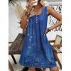 Ekouaer Nightgown for Women Tank Night Gown Sleeveless Sleep Shirt Button Night Shirt with Pockets Soft Sleep Dress(Ethnic Print Blue)