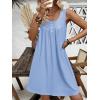 Ekouaer Nightgown for Women Tank Night Gown Sleeveless Sleep Shirt Button Night Shirt with Pockets Soft Sleep Dress(Light Blue)
