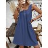 Ekouaer Nightgown for Women Tank Night Gown Sleeveless Sleep Shirt Button Night Shirt with Pockets Soft Sleep Dress(Navy)