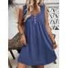 Ekouaer Nightgown for Women Tank Night Gown Sleeveless Sleep Shirt Button Night Shirt with Pockets Soft Sleep Dress(Navy)