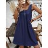 Ekouaer Nightgown for Women Tank Night Gown Sleeveless Sleep Shirt Button Night Shirt with Pockets Soft Sleep Dress(Navy Blue)