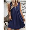 Ekouaer Nightgown for Women Tank Night Gown Sleeveless Sleep Shirt Button Night Shirt with Pockets Soft Sleep Dress(Navy Blue)