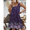 Ekouaer Nightgown for Women Tank Night Gown Sleeveless Sleep Shirt Button Night Shirt with Pockets Soft Sleep Dress(Print Purple)