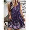 Ekouaer Nightgown for Women Tank Night Gown Sleeveless Sleep Shirt Button Night Shirt with Pockets Soft Sleep Dress(Print Purple)