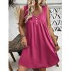 Ekouaer Nightgown for Women Tank Night Gown Sleeveless Sleep Shirt Button Night Shirt with Pockets Soft Sleep Dress(Rose Red)