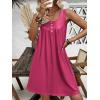 Ekouaer Nightgown for Women Tank Night Gown Sleeveless Sleep Shirt Button Night Shirt with Pockets Soft Sleep Dress(Rose Red)