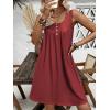 Ekouaer Nightgown for Women Tank Night Gown Sleeveless Sleep Shirt Button Night Shirt with Pockets Soft Sleep Dress(Wine Red)