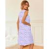 Ekouaer Nightgowns for Women Button Down Sleep Shirts Tank Sleeveless Nightshirt Soft Sleepwear with Pockets(Purple Daisy)