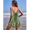 Ekouaer Nightgowns for Women Spaghetti Strap Sleepwear Sleeveless Sleep Dress with Pockets(Floral Green)
