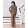 Ekouaer Pajama for Womens Set Ploar Fleece Long Sleeve Lounge Sets Fall Pjs V Neck Comfy Sleepwear with Pockets(Brown)