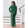 Ekouaer Pajama for Womens Set Ploar Fleece Long Sleeve Lounge Sets Fall Pjs V Neck Comfy Sleepwear with Pockets(Green)