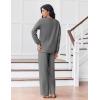 Ekouaer Pajama for Womens Set Ploar Fleece Long Sleeve Lounge Sets Fall Pjs V Neck Comfy Sleepwear with Pockets(Grey)