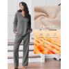 Ekouaer Pajama for Womens Set Ploar Fleece Long Sleeve Lounge Sets Fall Pjs V Neck Comfy Sleepwear with Pockets(Grey)