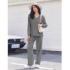 Ekouaer Pajama for Womens Set Ploar Fleece Long Sleeve Lounge Sets Fall Pjs V Neck Comfy Sleepwear with Pockets(Grey)