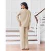 Ekouaer Pajama for Womens Set Ploar Fleece Long Sleeve Lounge Sets Fall Pjs V Neck Comfy Sleepwear with Pockets(Khaki)