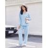 Ekouaer Pajama for Womens Set Ploar Fleece Long Sleeve Lounge Sets Fall Pjs V Neck Comfy Sleepwear with Pockets(Light Blue)
