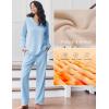 Ekouaer Pajama for Womens Set Ploar Fleece Long Sleeve Lounge Sets Fall Pjs V Neck Comfy Sleepwear with Pockets(Light Blue)