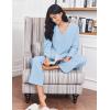 Ekouaer Pajama for Womens Set Ploar Fleece Long Sleeve Lounge Sets Fall Pjs V Neck Comfy Sleepwear with Pockets(Light Blue)