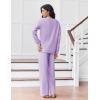 Ekouaer Pajama for Womens Set Ploar Fleece Long Sleeve Lounge Sets Fall Pjs V Neck Comfy Sleepwear with Pockets(Lilac)