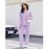 Ekouaer Pajama for Womens Set Ploar Fleece Long Sleeve Lounge Sets Fall Pjs V Neck Comfy Sleepwear with Pockets(Lilac)