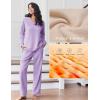 Ekouaer Pajama for Womens Set Ploar Fleece Long Sleeve Lounge Sets Fall Pjs V Neck Comfy Sleepwear with Pockets(Lilac)