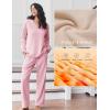 Ekouaer Pajama for Womens Set Ploar Fleece Long Sleeve Lounge Sets Fall Pjs V Neck Comfy Sleepwear with Pockets(Pink)