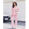 Ekouaer Pajama for Womens Set Ploar Fleece Long Sleeve Lounge Sets Fall Pjs V Neck Comfy Sleepwear with Pockets(Pink)