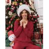 Ekouaer Pajama for Womens Set Ploar Fleece Long Sleeve Lounge Sets Fall Pjs V Neck Comfy Sleepwear with Pockets(Red)