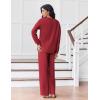 Ekouaer Pajama for Womens Set Ploar Fleece Long Sleeve Lounge Sets Fall Pjs V Neck Comfy Sleepwear with Pockets(Red)