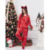 Ekouaer Pajama for Womens Set Ploar Fleece Long Sleeve Lounge Sets Fall Pjs V Neck Comfy Sleepwear with Pockets(Red Christmas Santa)