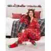 Ekouaer Pajama for Womens Set Ploar Fleece Long Sleeve Lounge Sets Fall Pjs V Neck Comfy Sleepwear with Pockets(Red Christmas Santa)