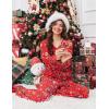 Ekouaer Pajama for Womens Set Ploar Fleece Long Sleeve Lounge Sets Fall Pjs V Neck Comfy Sleepwear with Pockets(Red Christmas Santa)