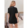 Ekouaer Pajamas for Women Set 2 Piece Soft Button Up Pjs Short Sleeve Summer Lounge Sets Comfy Sleepwear(Black)