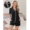 Ekouaer Pajamas for Women Set 2 Piece Soft Button Up Pjs Short Sleeve Summer Lounge Sets Comfy Sleepwear(Black)