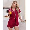 Ekouaer Pajamas for Women Set 2 Piece Soft Button Up Pjs Short Sleeve Summer Lounge Sets Comfy Sleepwear(Deep Red)