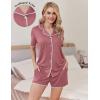 Ekouaer Pajamas for Women Set 2 Piece Soft Button Up Pjs Short Sleeve Summer Lounge Sets Comfy Sleepwear(Dusty Mauve)