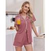 Ekouaer Pajamas for Women Set 2 Piece Soft Button Up Pjs Short Sleeve Summer Lounge Sets Comfy Sleepwear(Dusty Mauve)