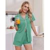 Ekouaer Pajamas for Women Set 2 Piece Soft Button Up Pjs Short Sleeve Summer Lounge Sets Comfy Sleepwear(Green Gray)