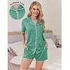 Ekouaer Pajamas for Women Set 2 Piece Soft Button Up Pjs Short Sleeve Summer Lounge Sets Comfy Sleepwear(Green Gray)