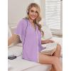 Ekouaer Pajamas for Women Set 2 Piece Soft Button Up Pjs Short Sleeve Summer Lounge Sets Comfy Sleepwear(Lavender)